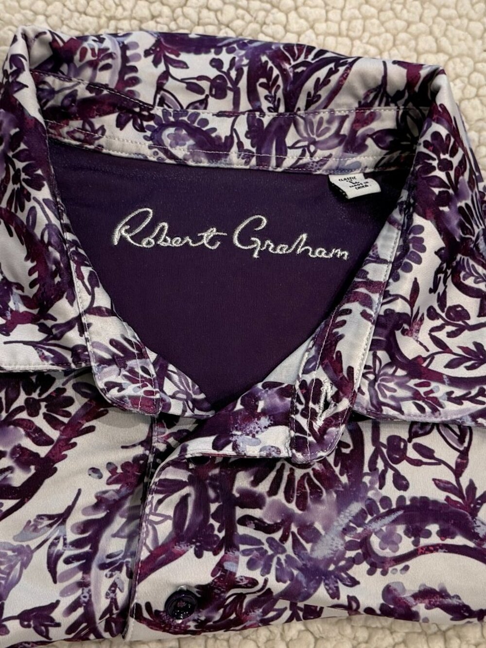 Robert Graham Men's Golf Polo, Purple Paisley Print, Size L — EUC! - Picture 2 of 5